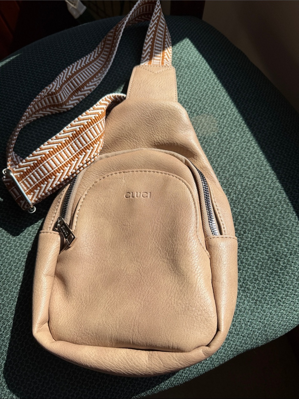 Clio Tan Leather-Style Crossbody Sling Bag by cloi